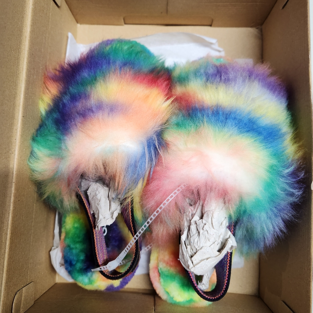 Colorful Womans Furry Slippers